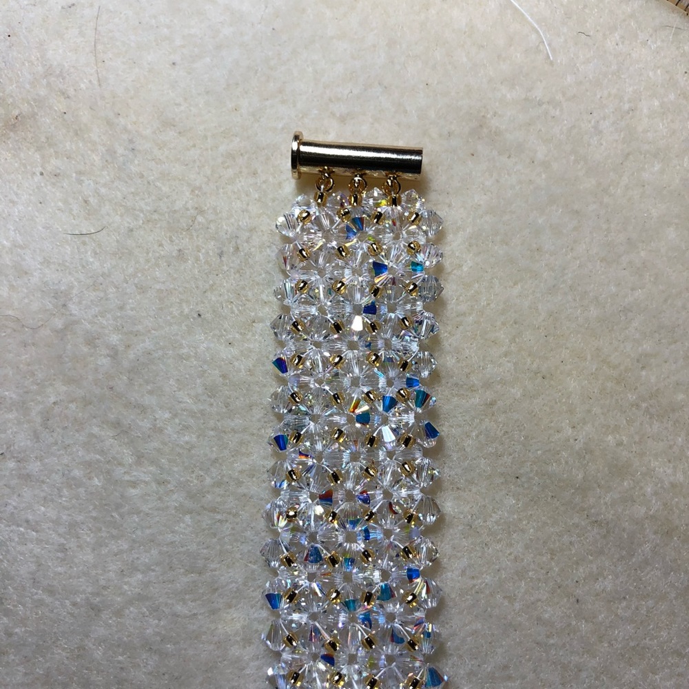 Handmade Swarovski Crystal W/Gold Wowen Toho Beads - Picture 6 of 8